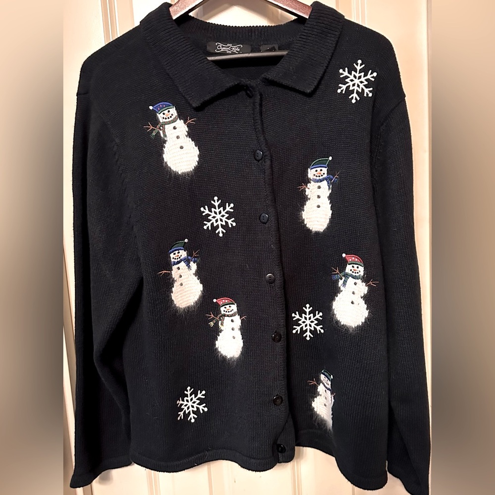 Charming Snowman Cardigan Sweater